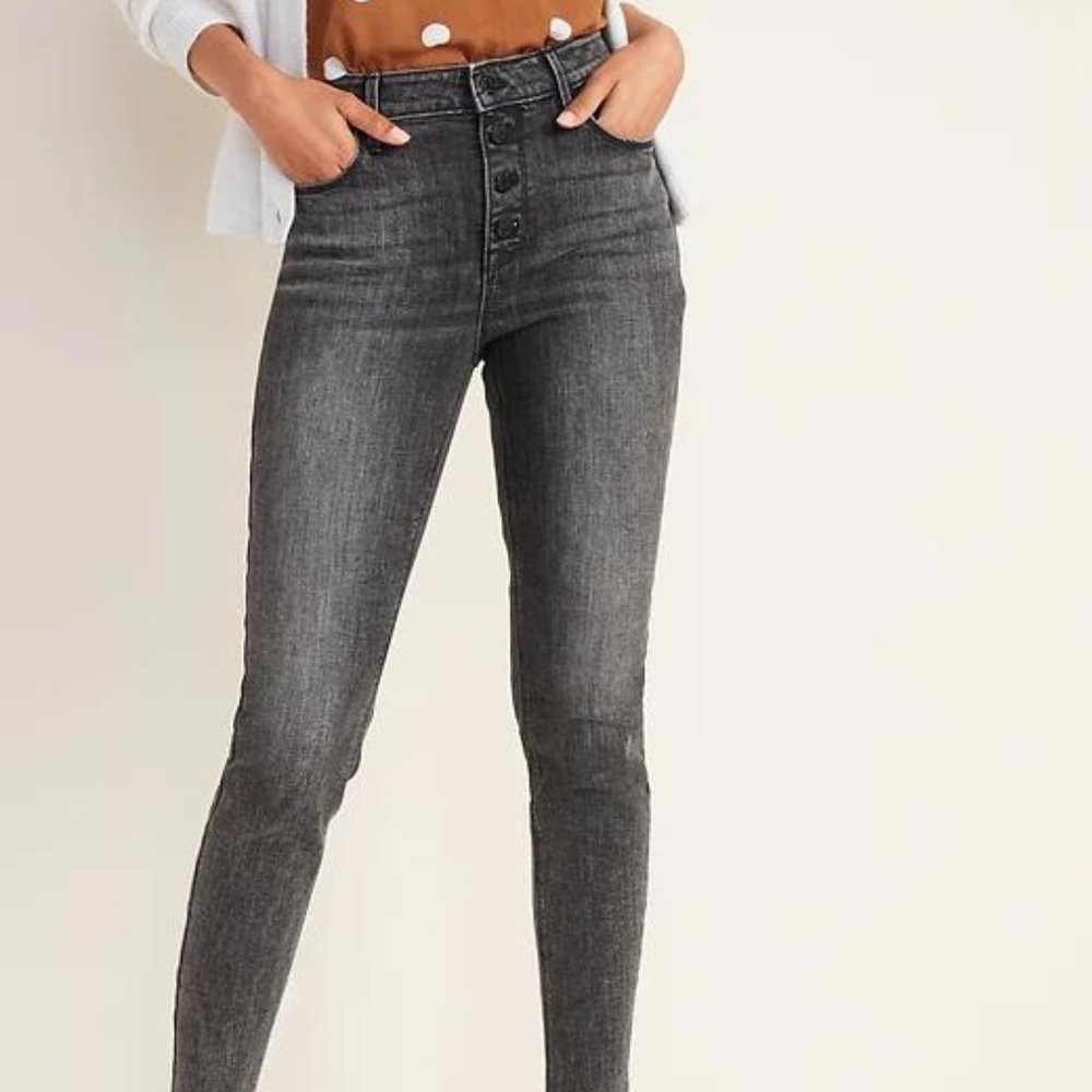 New Old Navy High-Waisted Button-Fly Rockstar Super Skinny Ankle Jeans For Women - Picture 3 of 7